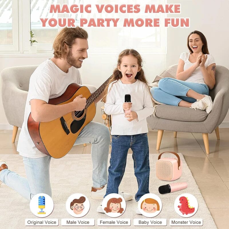 🎵Mini Macchina Karaoke con Microfoni Senza Fili