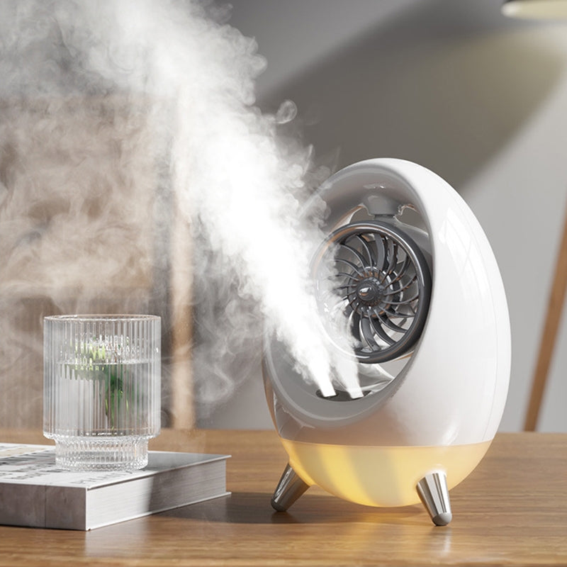 USB Mute Dual Spray Water Cooling Fan Ventilatore portatile da tavolo (bianco + argento)