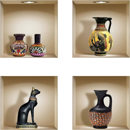 ADESIVO MURALE 3D VASO ANTICO (CONFEZIONE DA 4)