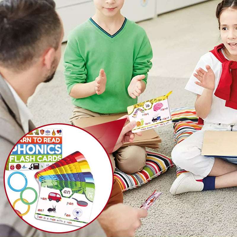 Schede flash di fonetica - Imparare a leggere in 20 fasi - Digrafi CVC Miscele di suoni di vocali lunghe - Luckintoys