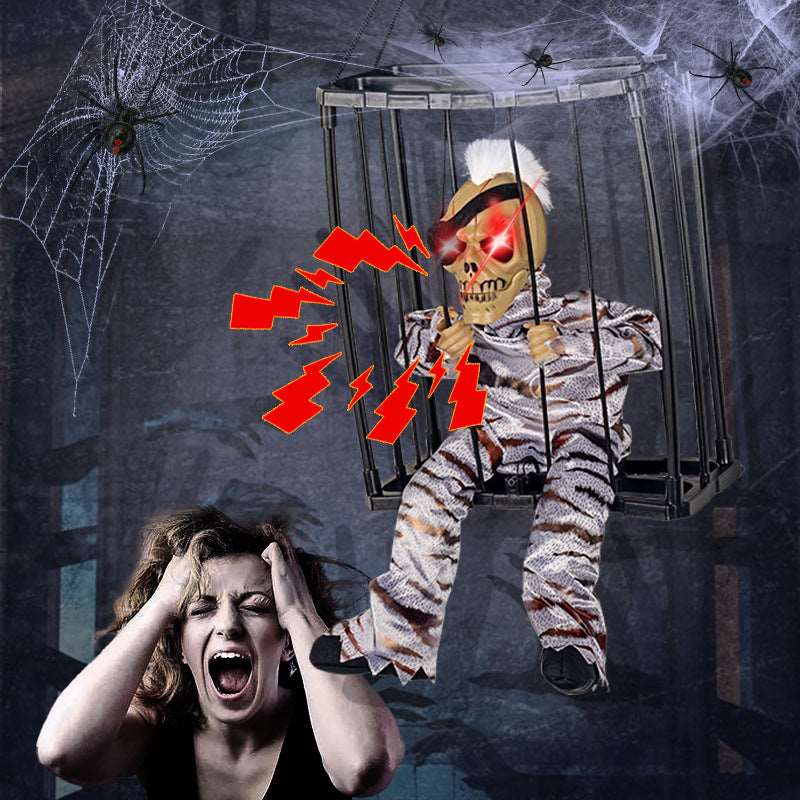 Strega in viola - Gabbia per prigionieri fantasma Suono luminoso motorizzato può essere impiccata o trasportata - Luckintoys
