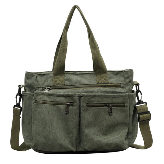 Borsa Tote in velluto a coste tinta unita - Luckintoys