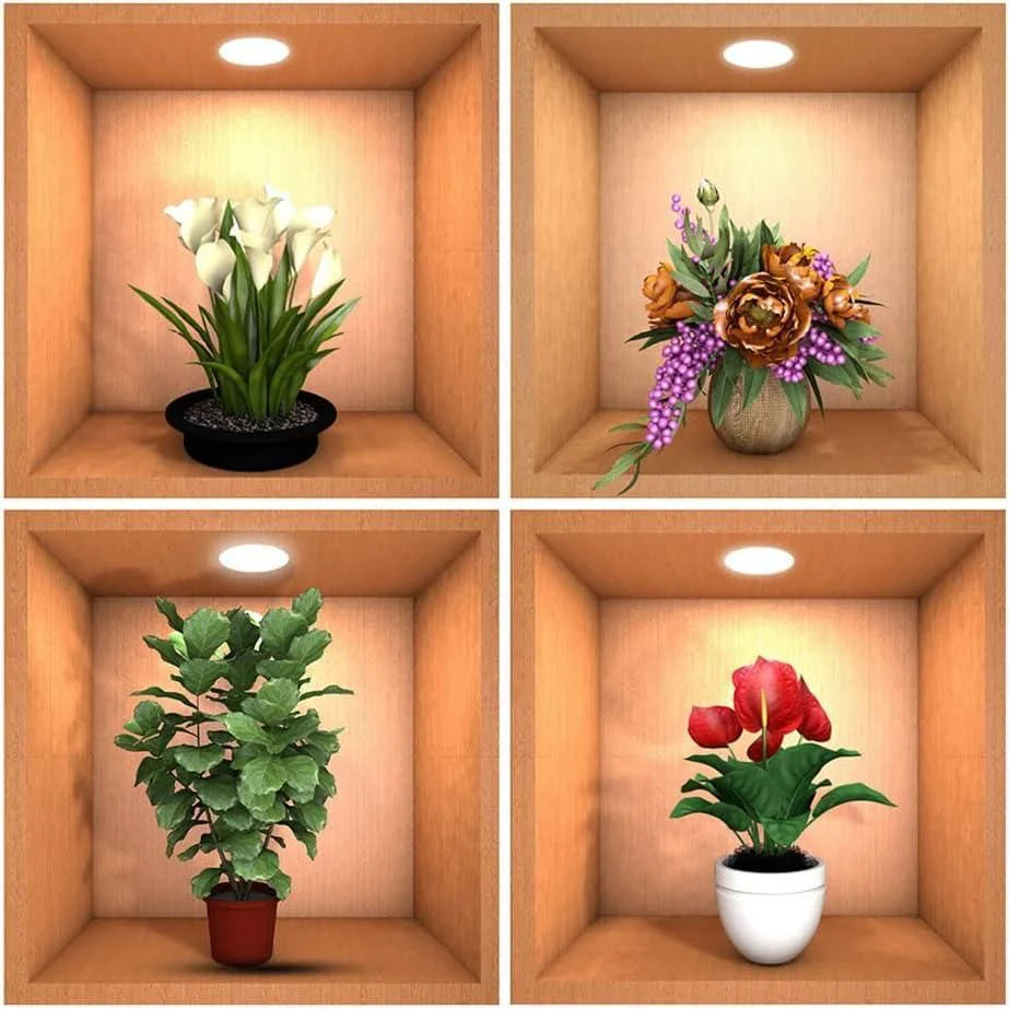 VASO 3D ADHESIVO DE PARED - (PAQUETE DE 4)