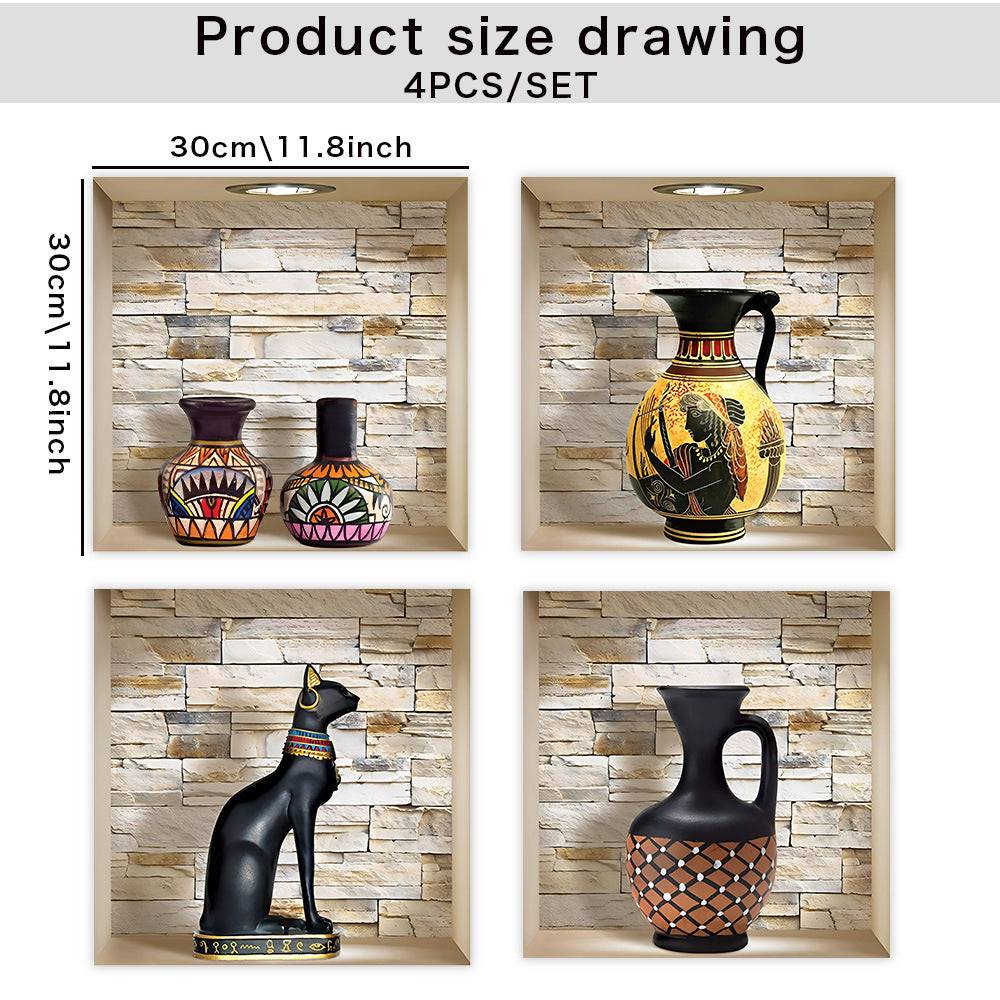 ADESIVO MURALE 3D VASO ANTICO (CONFEZIONE DA 4)