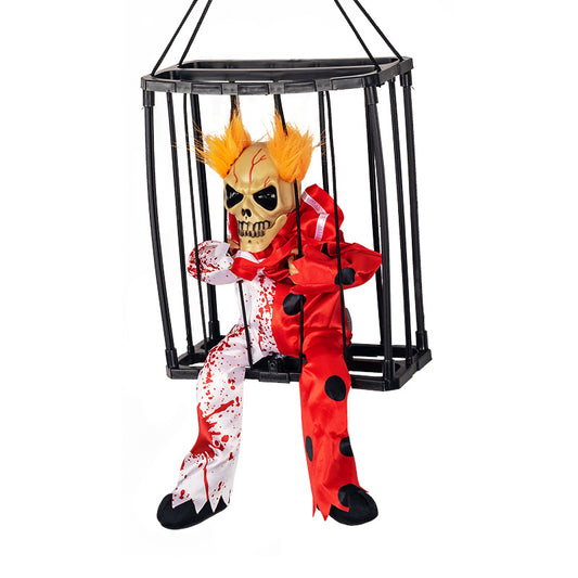 Il Joker in rosso - Gabbia per prigionieri fantasma Suono luminoso motorizzato che può essere impiccato o trasportato - Luckintoys