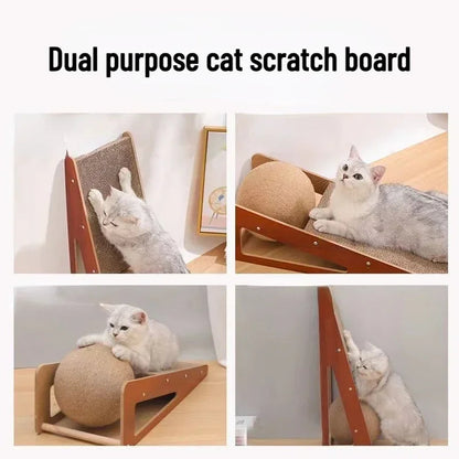 Vertical scratching post for cats with ball