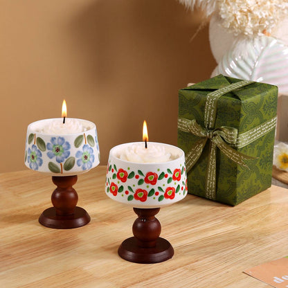 Candela di fiori secchi in ceramica per aromaterapia