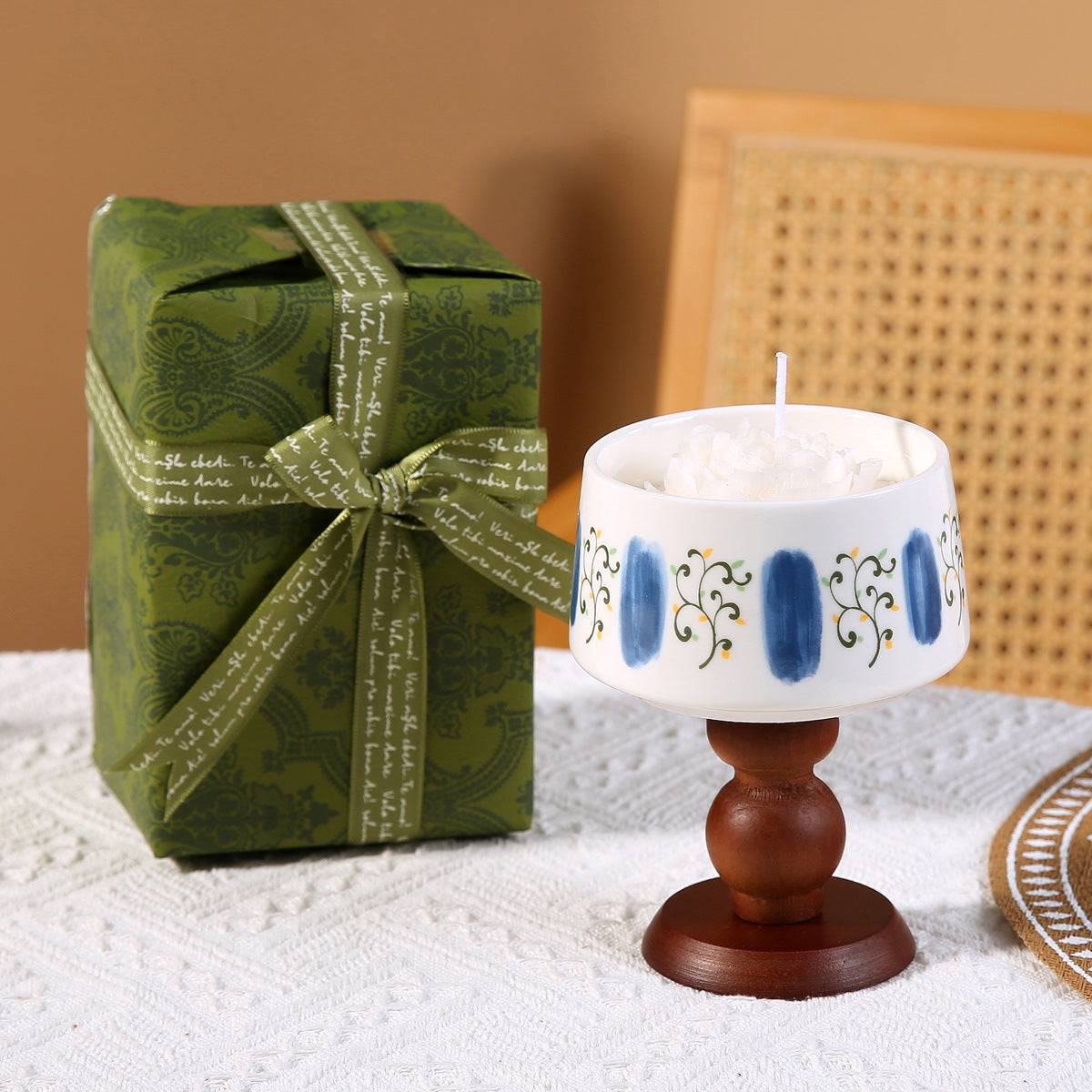 Candela di fiori secchi in ceramica per aromaterapia